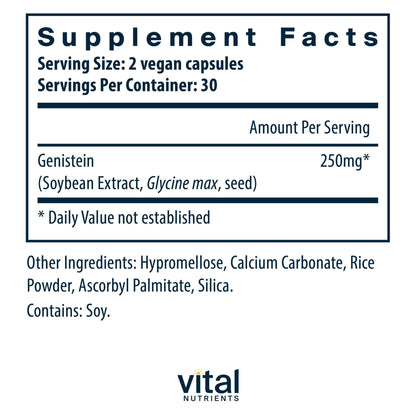 Vital Nutrients Genistein - Easily Absorbed Isoflavones for Bone Health Support* - Vegan Supplement - Gluten and Dairy Free - Non-GMO - 60 Capsules - dailyvitalstore