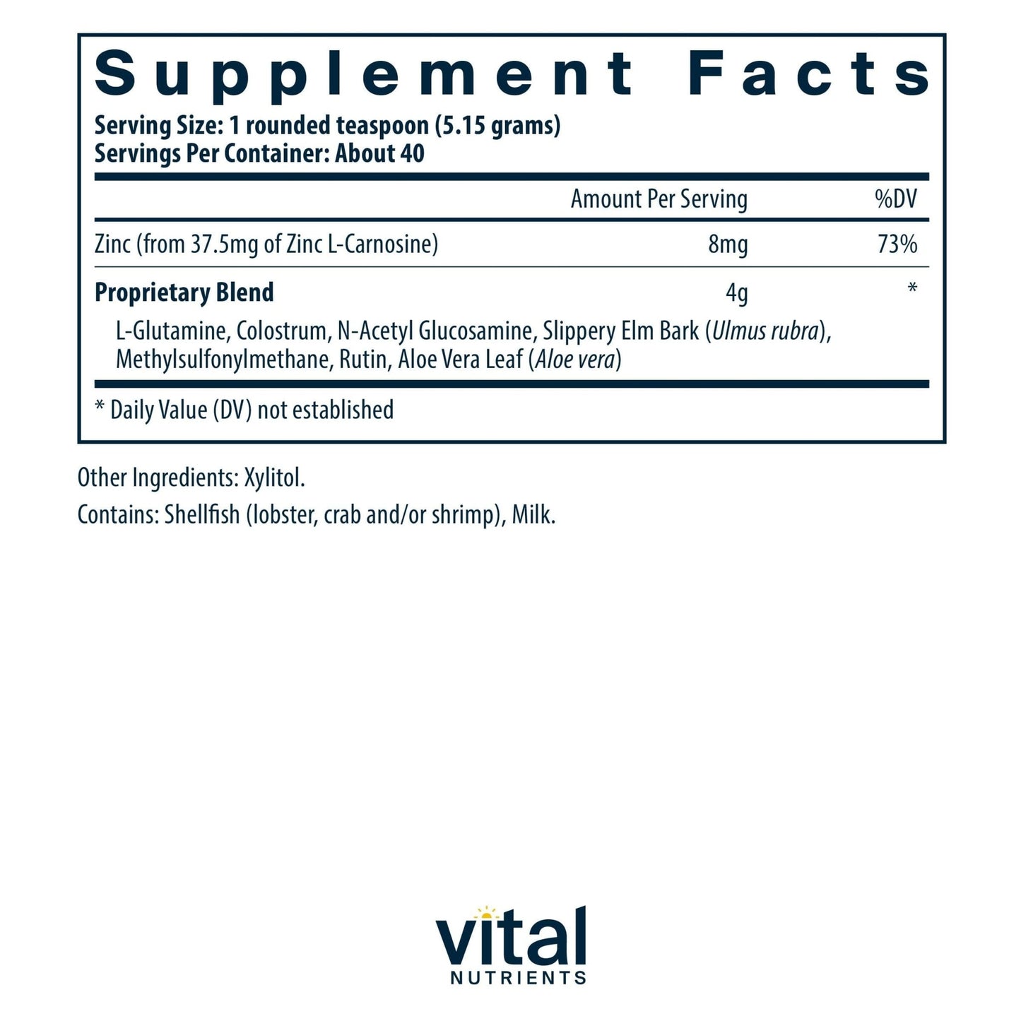 Vital Nutrients GI Repair Powder - Leaky Gut Powder with L Glutamine and Zinc - Digestive Enzyme Supplement to Support Gut Health - dailyvitalstore