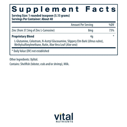 Vital Nutrients GI Repair Powder - Leaky Gut Powder with L Glutamine and Zinc - Digestive Enzyme Supplement to Support Gut Health - dailyvitalstore