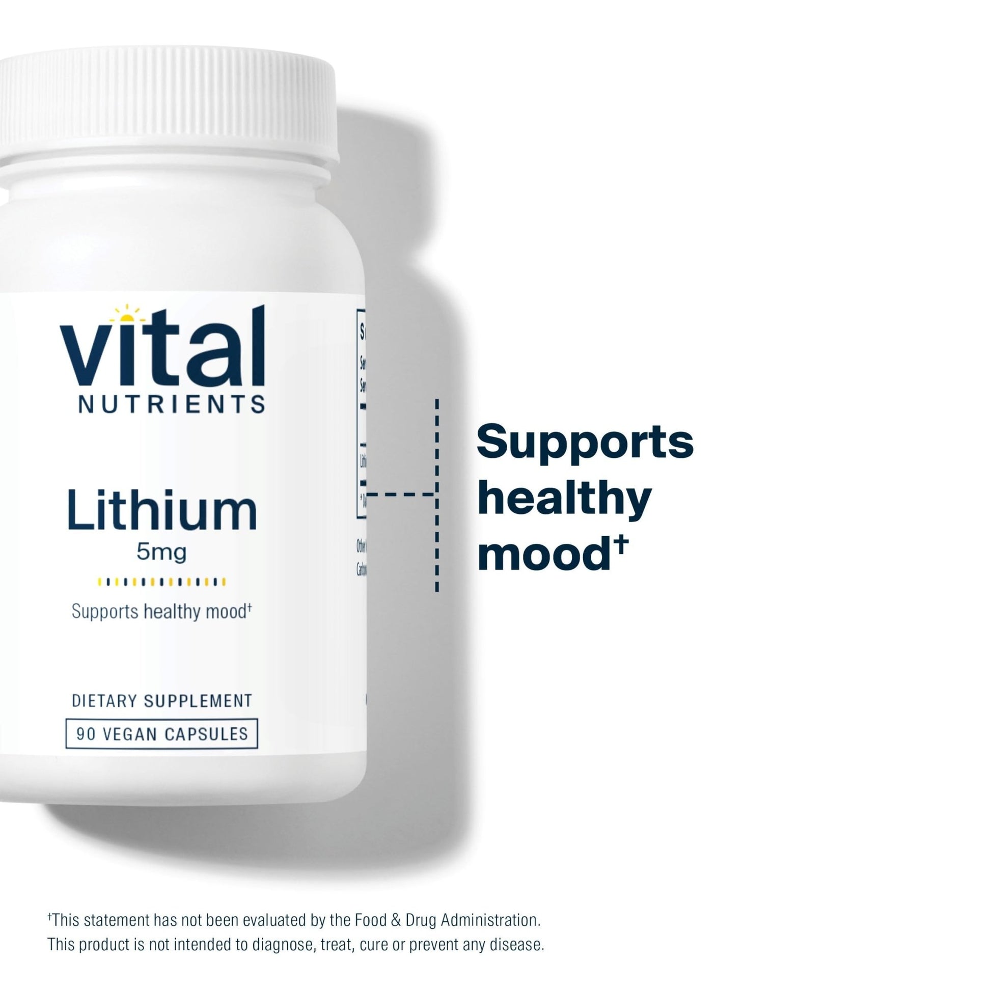 Vital Nutrients Lithium Orotate - Vegan Lithium Supplements for Memory, State of Mind, and Behavioral Health*- 5mg - Gluten, Dairy, Soy Free - 90 Capsules - dailyvitalstore