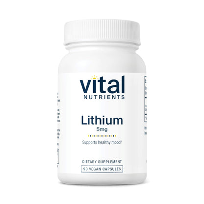 Vital Nutrients Lithium Orotate - Vegan Lithium Supplements for Memory, State of Mind, and Behavioral Health*- 5mg - Gluten, Dairy, Soy Free - 90 Capsules - dailyvitalstore