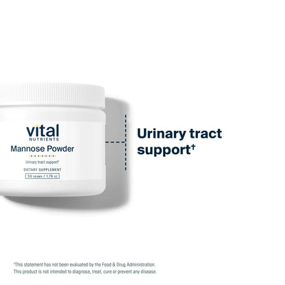 Vital Nutrients Mannose Powder 50g - Vegan D-Mannose Supplement for Urinary Tract and Bladder Support - Gluten, Dairy, Soy Free - Non-GMO - 25 Servings - dailyvitalstore