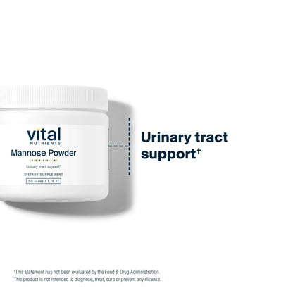 Vital Nutrients Mannose Powder 50g - Vegan D-Mannose Supplement for Urinary Tract and Bladder Support - Gluten, Dairy, Soy Free - Non-GMO - 25 Servings - dailyvitalstore