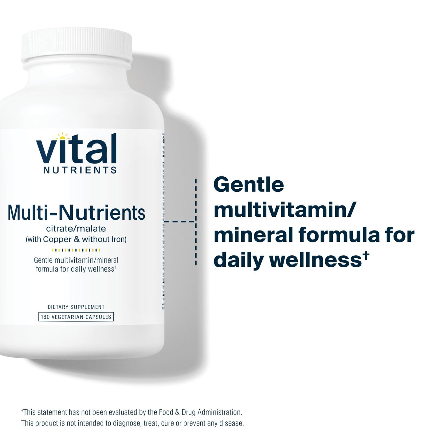 Vital Nutrients - Multi-Nutrients 2 - Citrate/Malate Formula (with Copper and Without Iron) - Multi-Vitamin/Mineral, Potent Antioxidants, Gentle Bioavailable Form - 180 Vegetarian Capsules per Bottle - dailyvitalstore