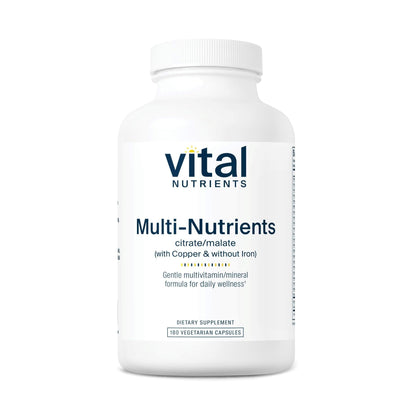 Vital Nutrients - Multi-Nutrients 2 - Citrate/Malate Formula (with Copper and Without Iron) - Multi-Vitamin/Mineral, Potent Antioxidants, Gentle Bioavailable Form - 180 Vegetarian Capsules per Bottle - dailyvitalstore