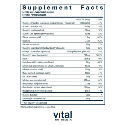 Vital Nutrients Multi-Nutrients 5 Ultra Antioxidant Formula | Boron, Copper, and Iron Free | Vegetarian Daily Multivitamin and Mineral - dailyvitalstore