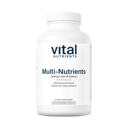 Vital Nutrients Multi-Nutrients (No Iron or Iodine) - Comprehensive Vegetarian Daily Multivitamin and Mineral Formula with Potent Antioxidants* - Gluten, Dairy, Soy Free - Non-GMO - 180 Capsules - dailyvitalstore