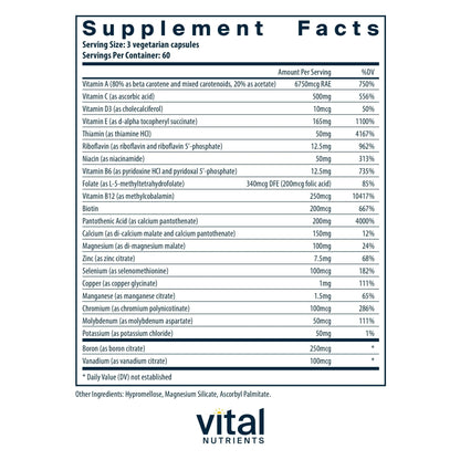 Vital Nutrients Multi-Nutrients (No Iron or Iodine) - Comprehensive Vegetarian Daily Multivitamin and Mineral Formula with Potent Antioxidants* - Gluten, Dairy, Soy Free - Non-GMO - 180 Capsules - dailyvitalstore