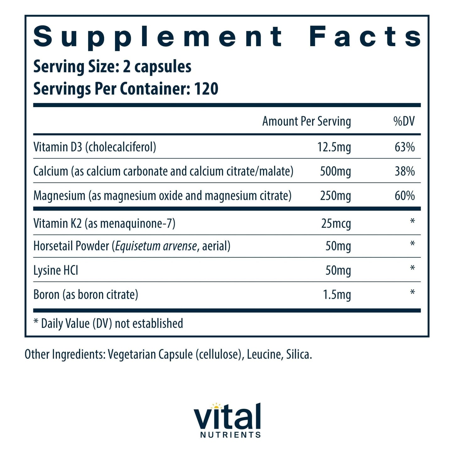 Vital Nutrients Osteo-Nutrients II - Vitamin K2 + D3, Calcium, Boron, and Magnesium for Bone Strength* - Healthy Heart Support - Vegetarian Supplement - dailyvitalstore