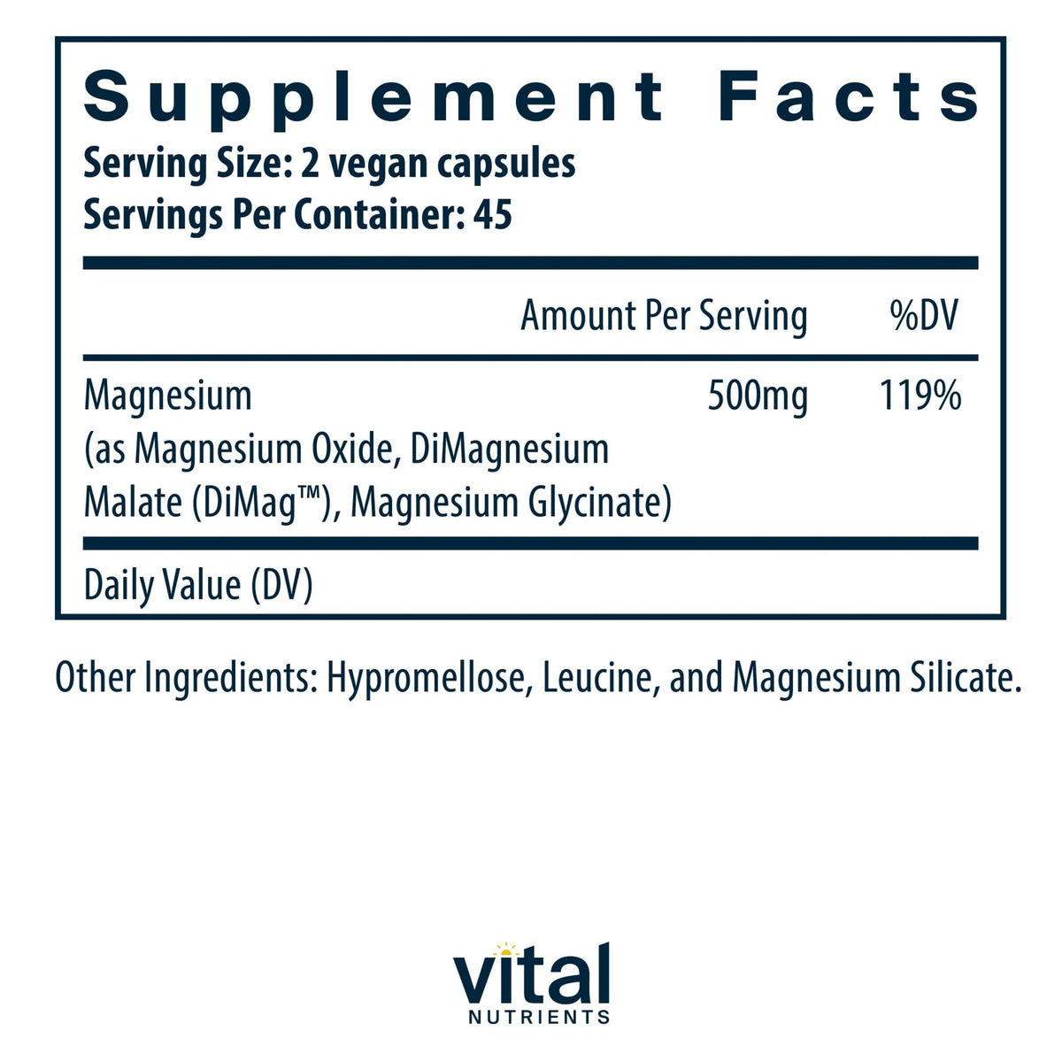 Vital Nutrients Triple Magnesium Complex Supplement | Vegan Magnesium Glycinate, Malate & Oxide 250mg | Easily Absorbed Magnesium Supplement for Stress, Muscle, Heart, Bone Support | 90 Capsules - dailyvitalstore