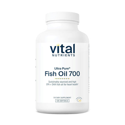 Vital Nutrients Ultra Pure Fish Oil 700 - Supports Heart, Brain, and Joint Health* - Sustainably Sourced High EPA & DHA Omega-3 Fatty Acid - Lemon Flavor - Gluten, Dairy & Soy Free - 120 Softgels - dailyvitalstore