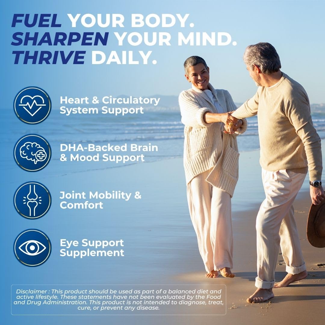Vital Omega 3 Fish Oil Supplements 2400mg | 864mg EPA & 576mg DHA | 1440mg Total Omega-3 Fatty Acids | Promotes Brain & Heart Health | Non-GMO, Gluten-Free, Sugar-Free | Lemon | 60 Day Servings - dailyvitalstore