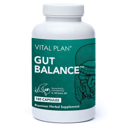 Vital Plan Gut Balance Supplement by Dr. Bill Rawls - Advanced Digestive Health Support Formula w/Clinical-Grade Slippery Elm Bark, Berberine & Dandelion Extract for Women & Men (180 Capsules) - dailyvitalstore