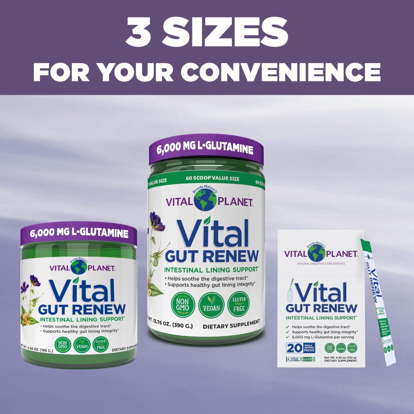 Vital Planet - Vital Gut Renew Powder Supplement for Leaky Gut Repair with L-Glutamine, Marshmallow and Ginger Root, DGL Licorice Root and Organic - dailyvitalstore