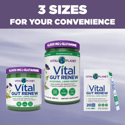 Vital Planet - Vital Gut Renew Powder Supplement for Leaky Gut Repair with L-Glutamine, Marshmallow and Ginger Root, DGL Licorice Root and Organic - dailyvitalstore