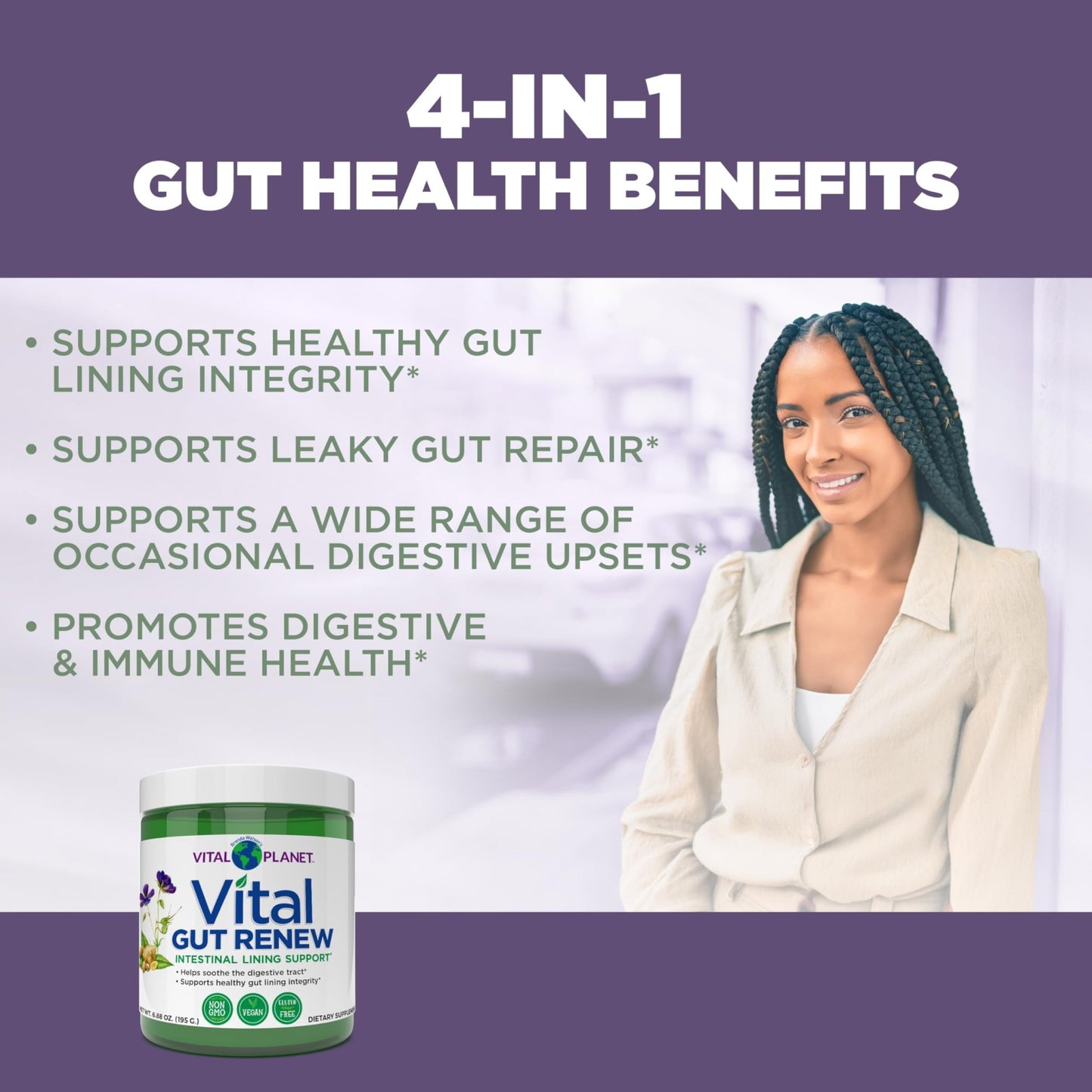 Vital Planet - Vital Gut Renew Powder Supplement for Leaky Gut Repair with L-Glutamine, Marshmallow and Ginger Root, DGL Licorice Root and Organic - dailyvitalstore