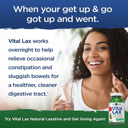 Vital Planet - Vital Lax Natural Laxative Cleanse Supplement for Occasional Constipation, with Magnesium Hydroxide, Slippery Elm, Aloe, - dailyvitalstore