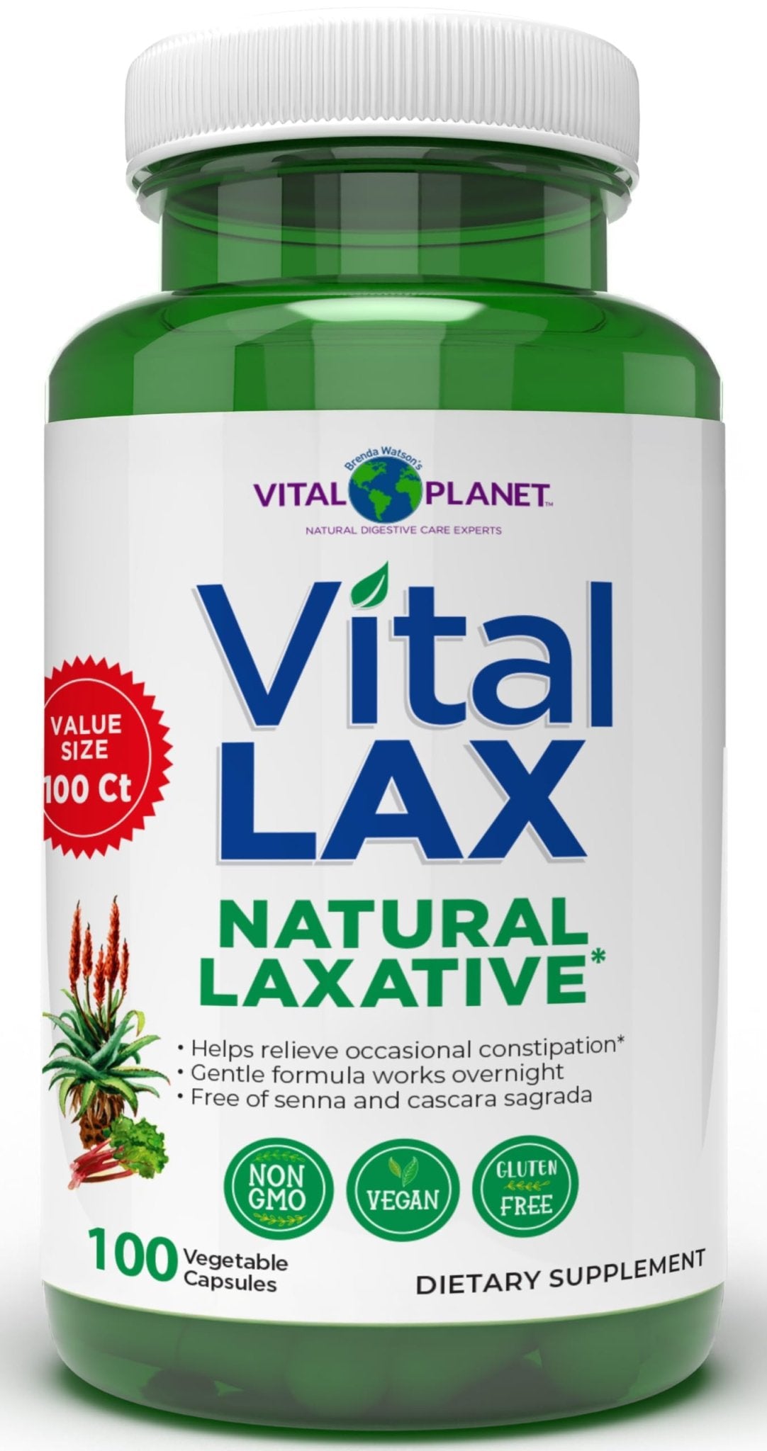 Vital Planet - Vital Lax Natural Laxative Cleanse Supplement for Occasional Constipation, with Magnesium Hydroxide, Slippery Elm, Aloe, - dailyvitalstore