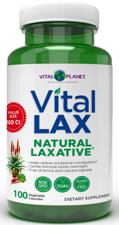 Vital Planet - Vital Lax Natural Laxative Cleanse Supplement for Occasional Constipation, with Magnesium Hydroxide, Slippery Elm, Aloe, - dailyvitalstore