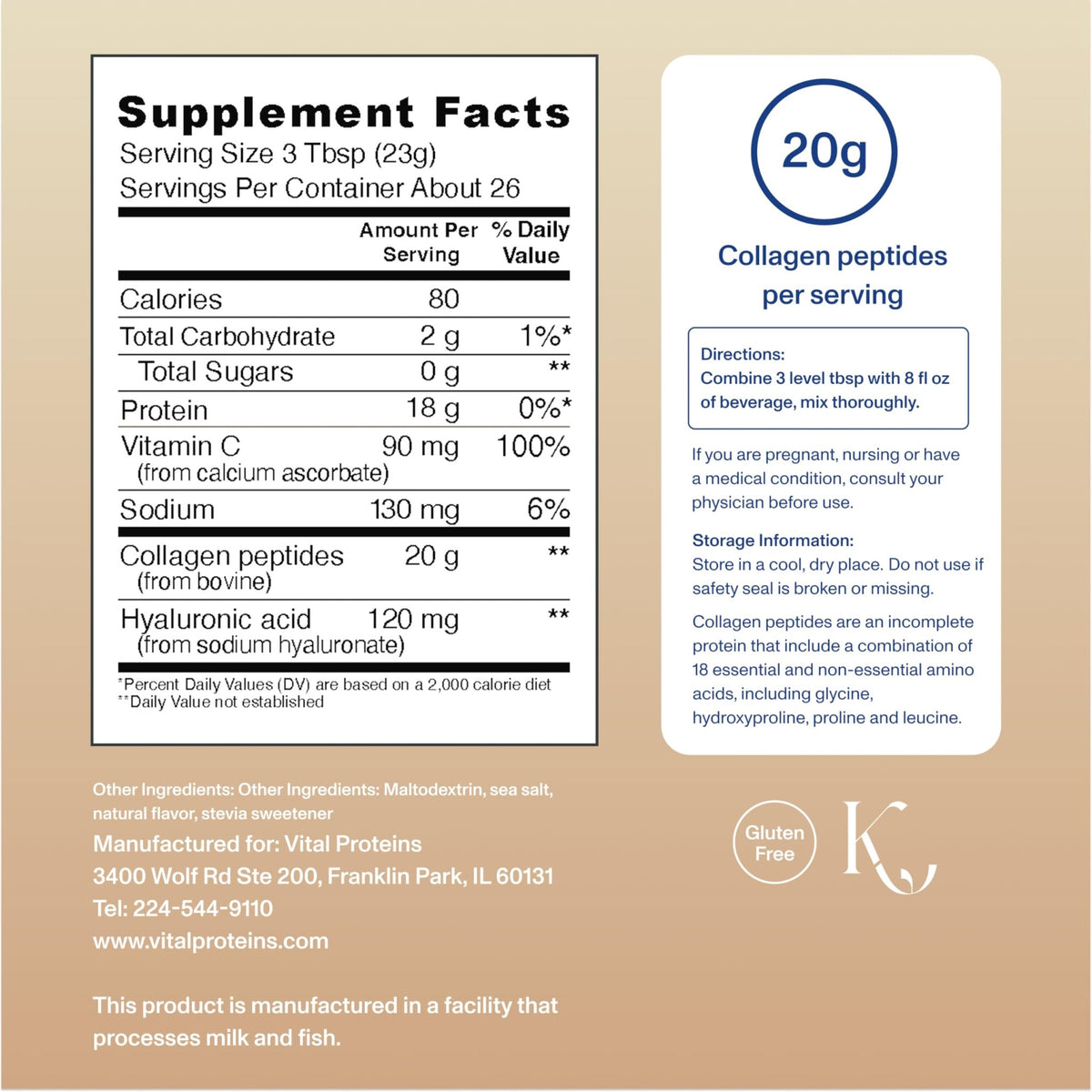 Vital Proteins Collagen Peptides Advanced, Hydrolyzed Peptides with Hyaluronic Acid and Vitamin C - Vanilla Flavor Powder, 21oz - dailyvitalstore
