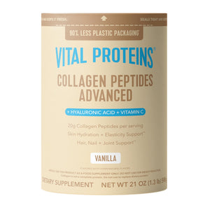 Vital Proteins Collagen Peptides Advanced, Hydrolyzed Peptides with Hyaluronic Acid and Vitamin C - Vanilla Flavor Powder, 21oz - dailyvitalstore