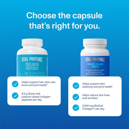 Vital Proteins® Enhanced Collagen Complex Capsules with BioCell Collagen® - Supports Skin Elasticity, Joint Health and Helps Reduce - dailyvitalstore
