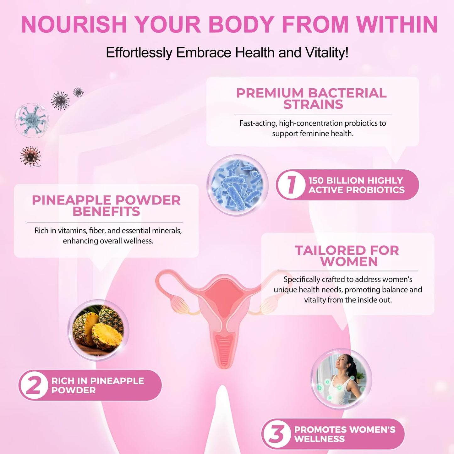 Vital Source Feminine Gummies - Feminine Balance Gummies for Women ph Natrual Famale Balance Cummie - Collagen Gummie - Pineapple PH Balance Gummie for Women Support Women’s Health - 60PCS - dailyvitalstore