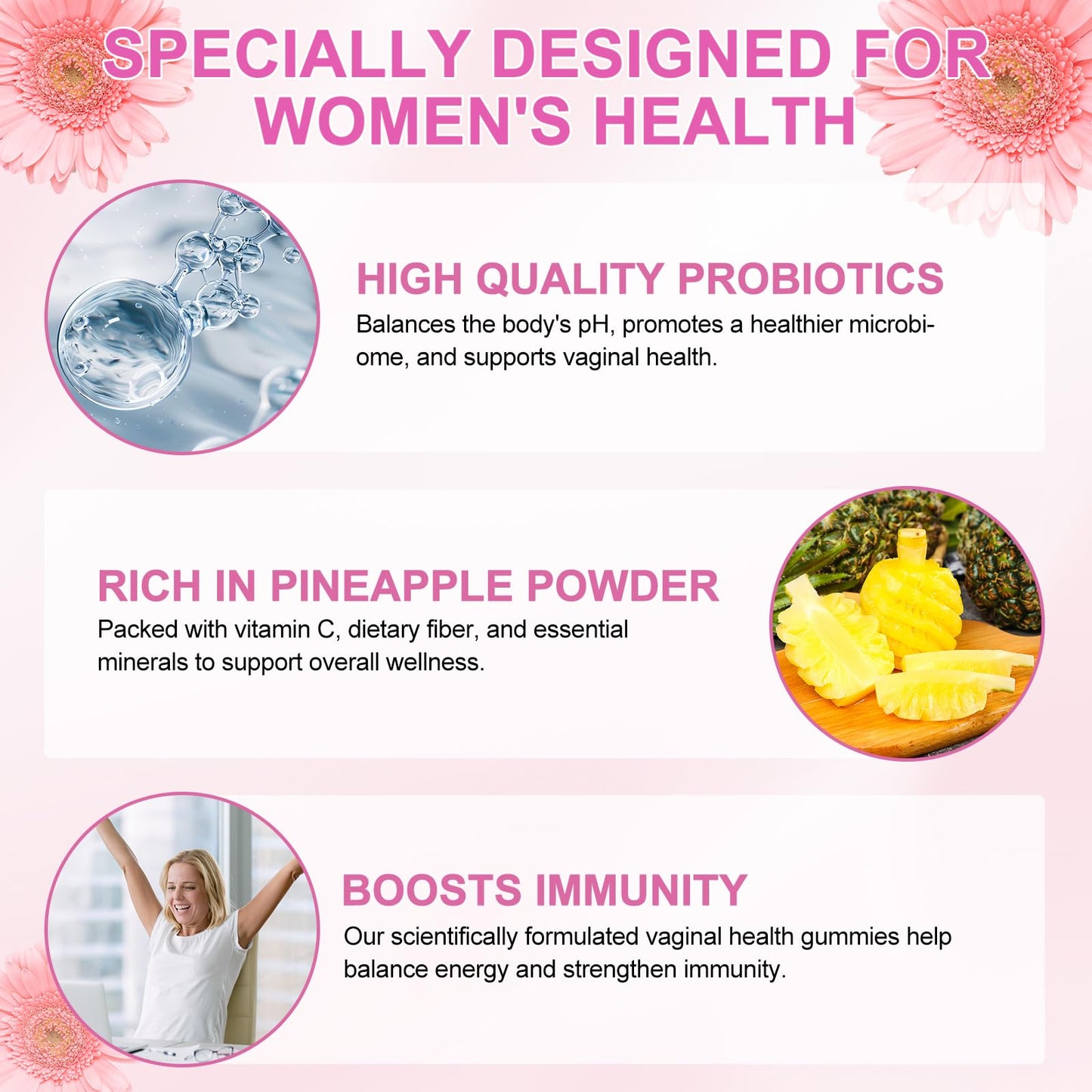 Vital Source Feminine Gummies - Feminine Balance Gummies for Women ph Natrual Famale Balance Cummie - Collagen Gummie - Pineapple PH Balance Gummie for Women Support Women’s Health - 60PCS - dailyvitalstore