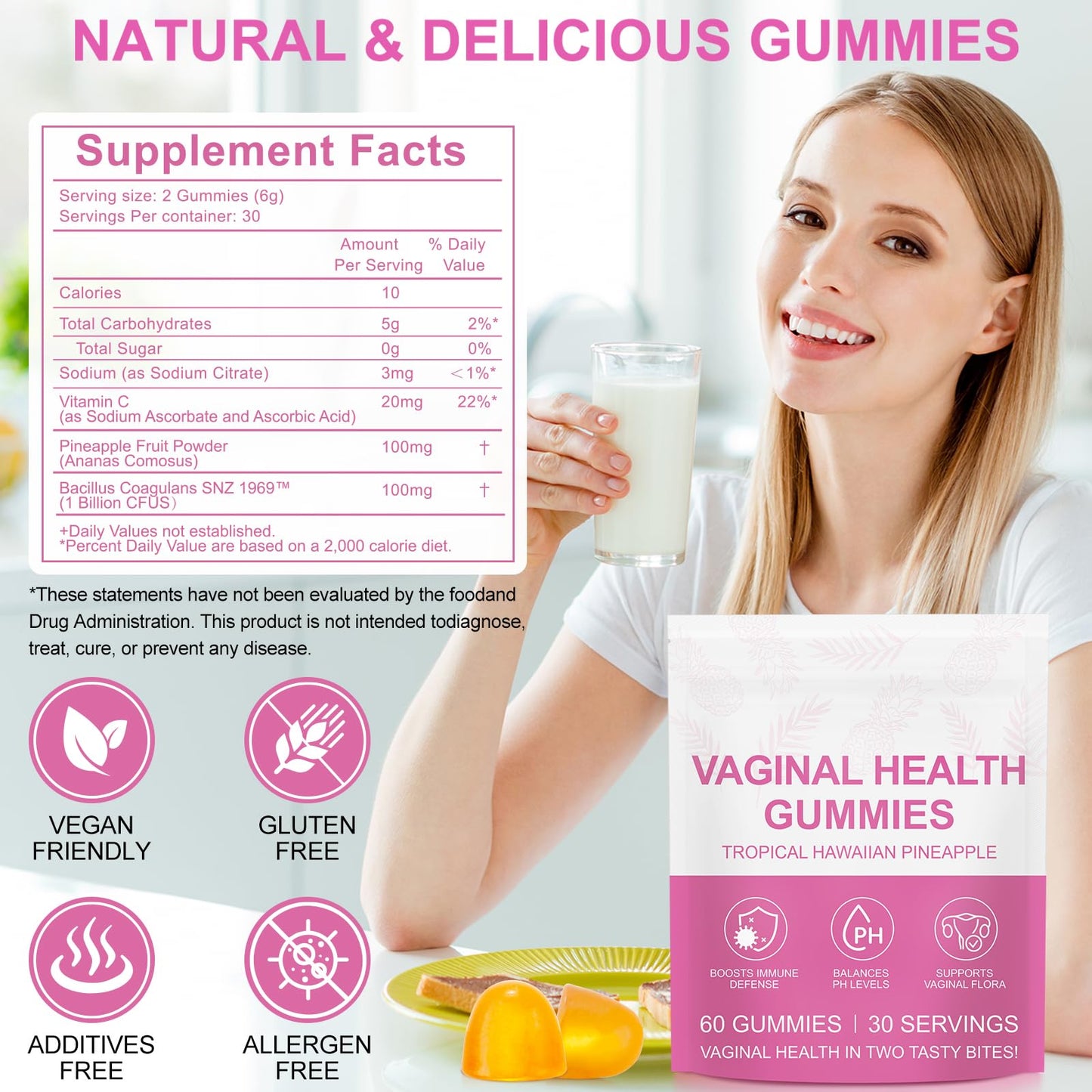 Vital Source Feminine Gummies - Feminine Balance Gummies for Women ph Natrual Famale Balance Cummie - Collagen Gummie - Pineapple PH Balance Gummie for Women Support Women’s Health - 60PCS - dailyvitalstore