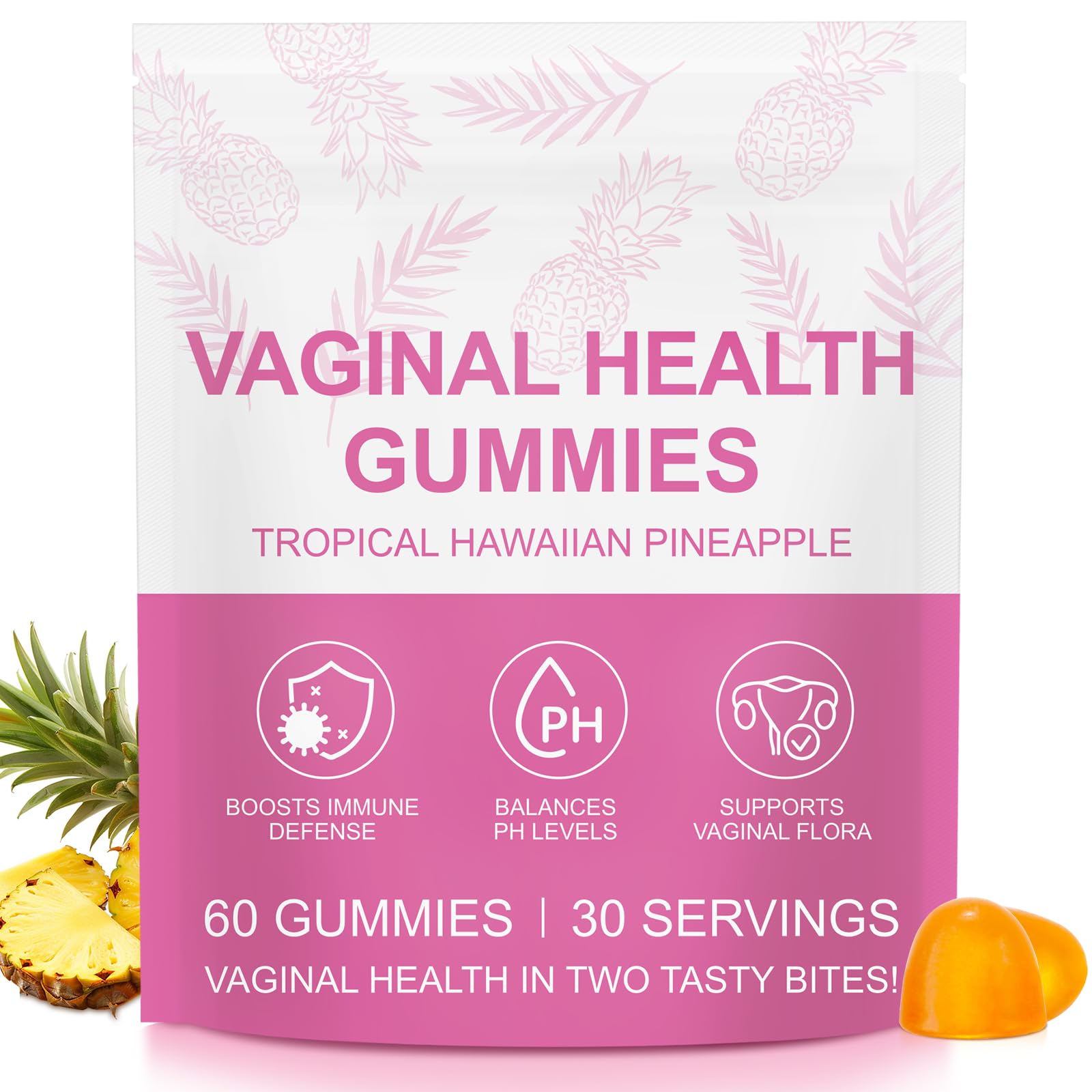 Vital Source Feminine Gummies - Feminine Balance Gummies for Women ph Natrual Famale Balance Cummie - Collagen Gummie - Pineapple PH Balance Gummie for Women Support Women’s Health - 60PCS - dailyvitalstore
