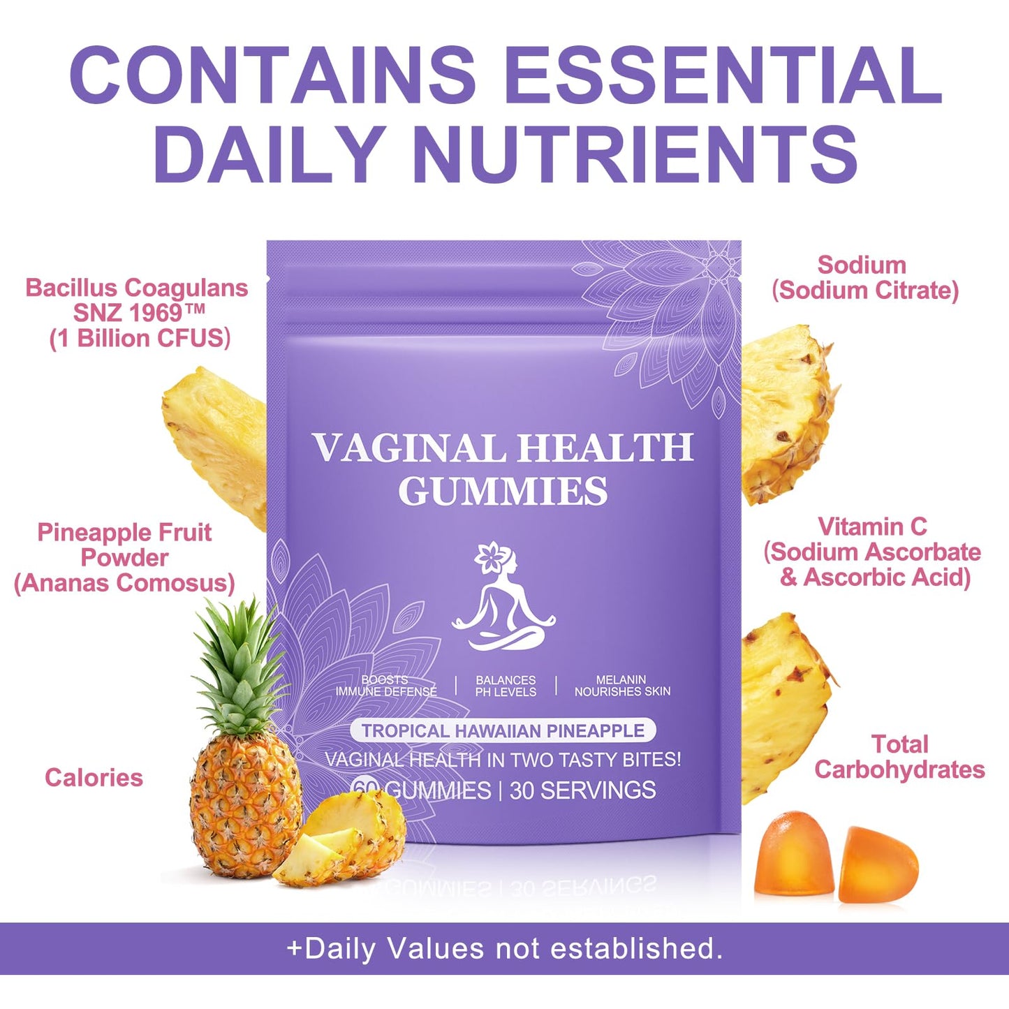 Vital Vaginal Probiotic Gummies for Women, 60PCS Feminine Balance Gummies, PH Balance,Immune Support, Vegan, Gluten-Free, Vaginal Probiotics Supplement, 60 Count - dailyvitalstore