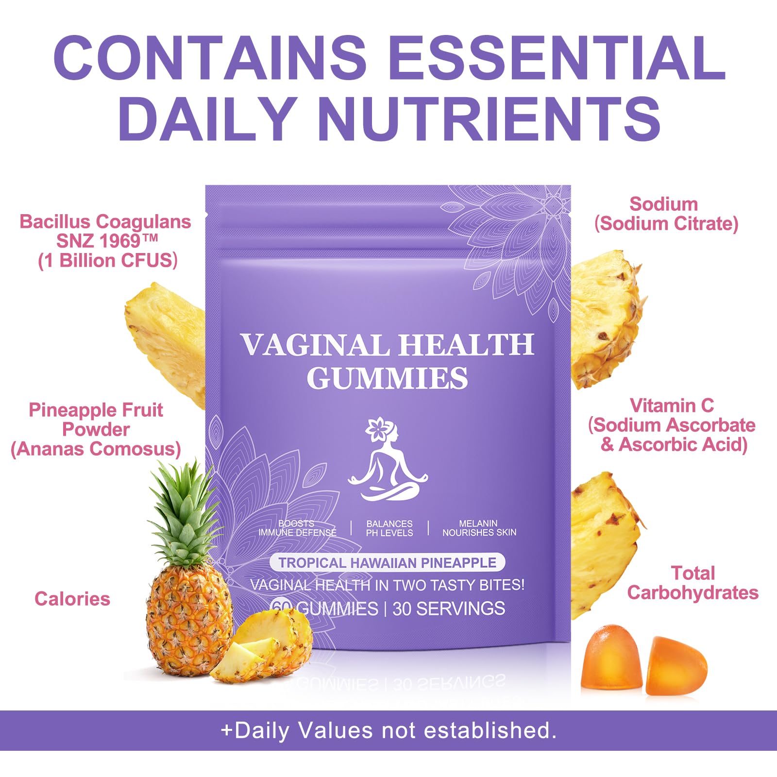 Vital Vaginal Probiotic Gummies for Women, 60PCS Feminine Balance Gummies, PH Balance,Immune Support, Vegan, Gluten-Free, Vaginal Probiotics Supplement, 60 Count - dailyvitalstore