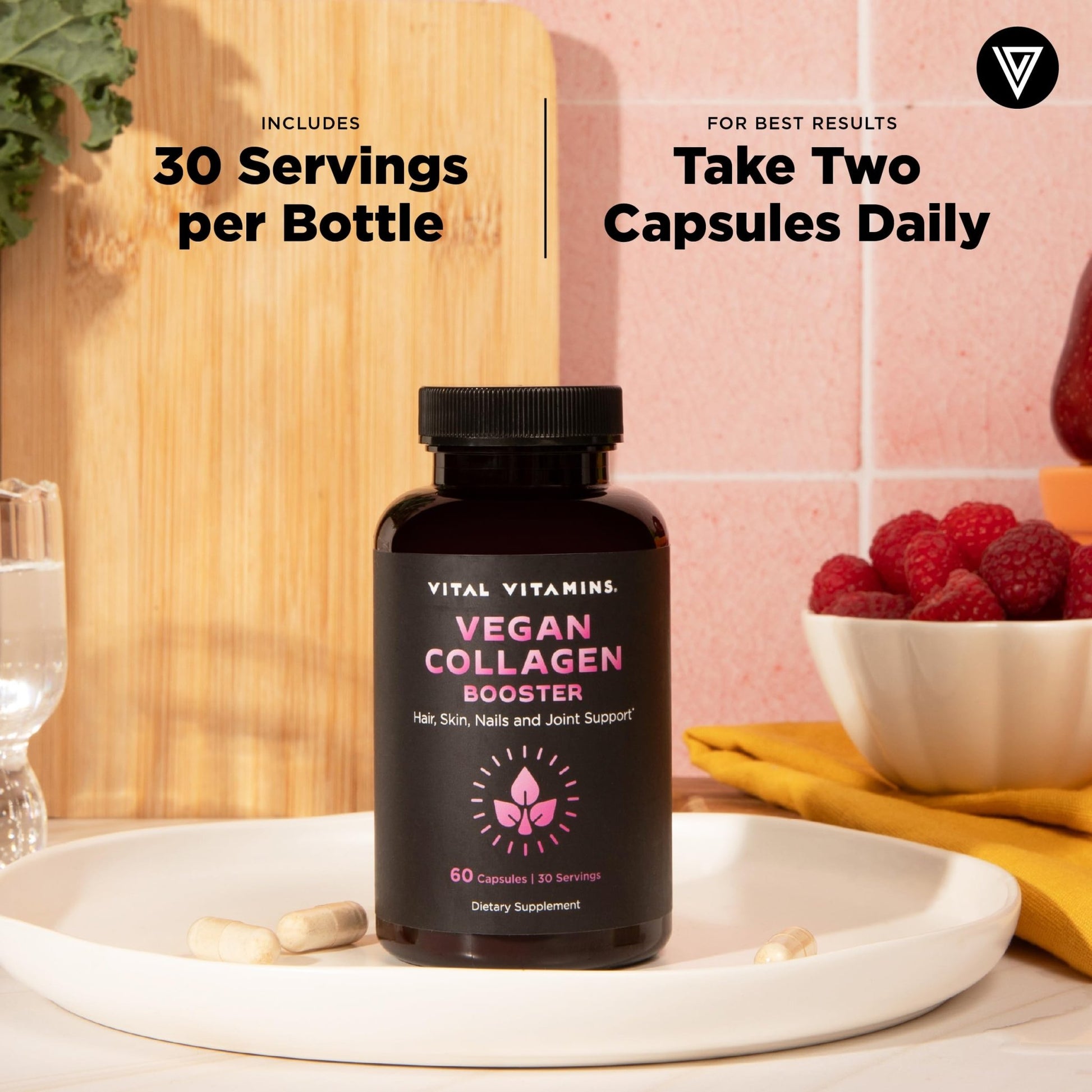 Vital Vitamins Vegan Collagen Booster - with Silica and Hyaluronic Acid - Plant-Based Collagen Supplements - dailyvitalstore