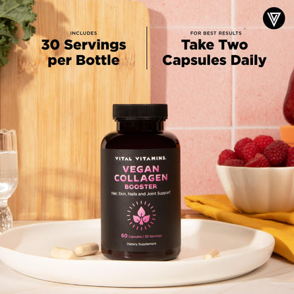 Vital Vitamins Vegan Collagen Booster - with Silica and Hyaluronic Acid - Plant-Based Collagen Supplements - dailyvitalstore