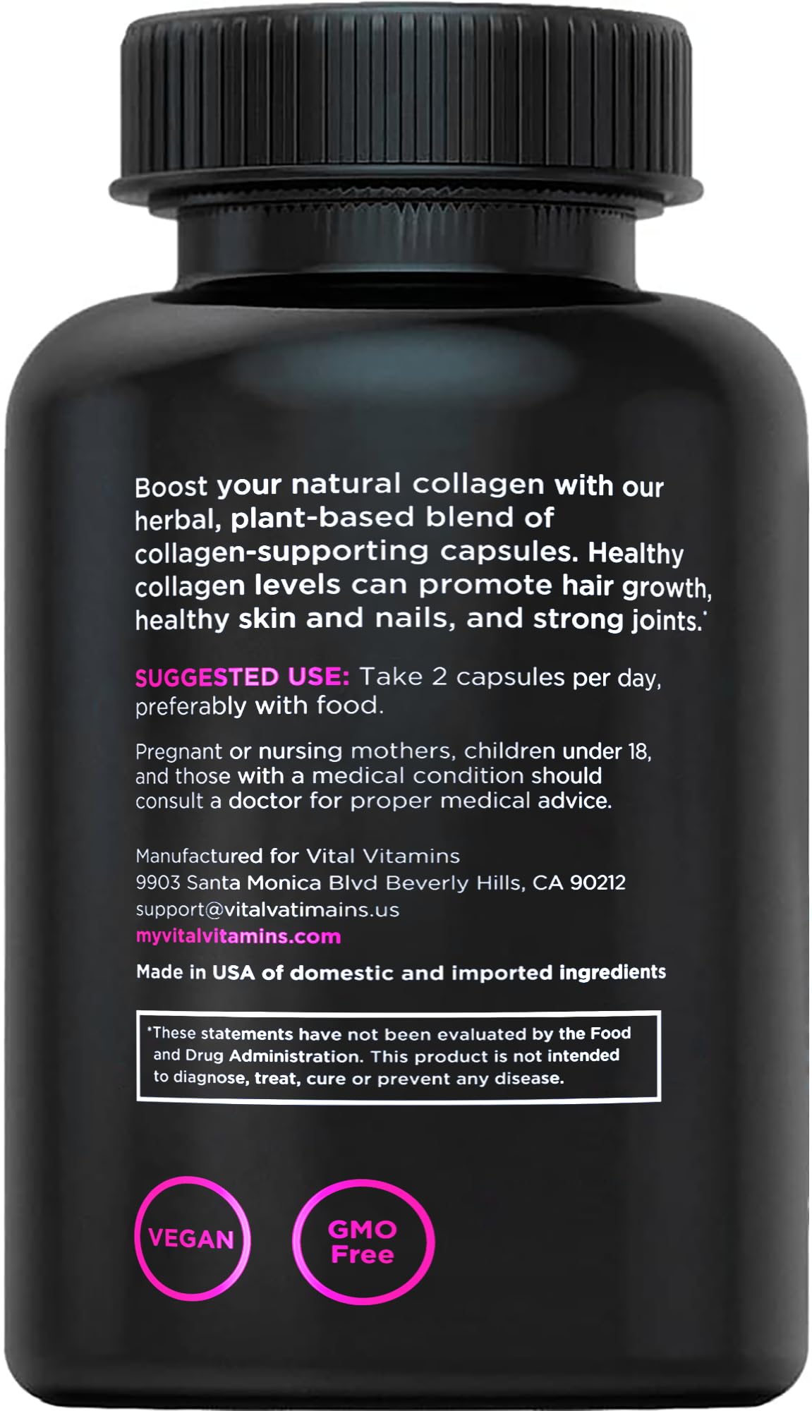Vital Vitamins Vegan Collagen Booster - with Silica and Hyaluronic Acid - Plant-Based Collagen Supplements - dailyvitalstore