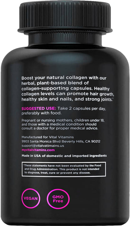 Vital Vitamins Vegan Collagen Booster - with Silica and Hyaluronic Acid - Plant-Based Collagen Supplements - dailyvitalstore