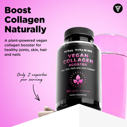Vital Vitamins Vegan Collagen Booster - with Silica and Hyaluronic Acid - Plant-Based Collagen Supplements - dailyvitalstore