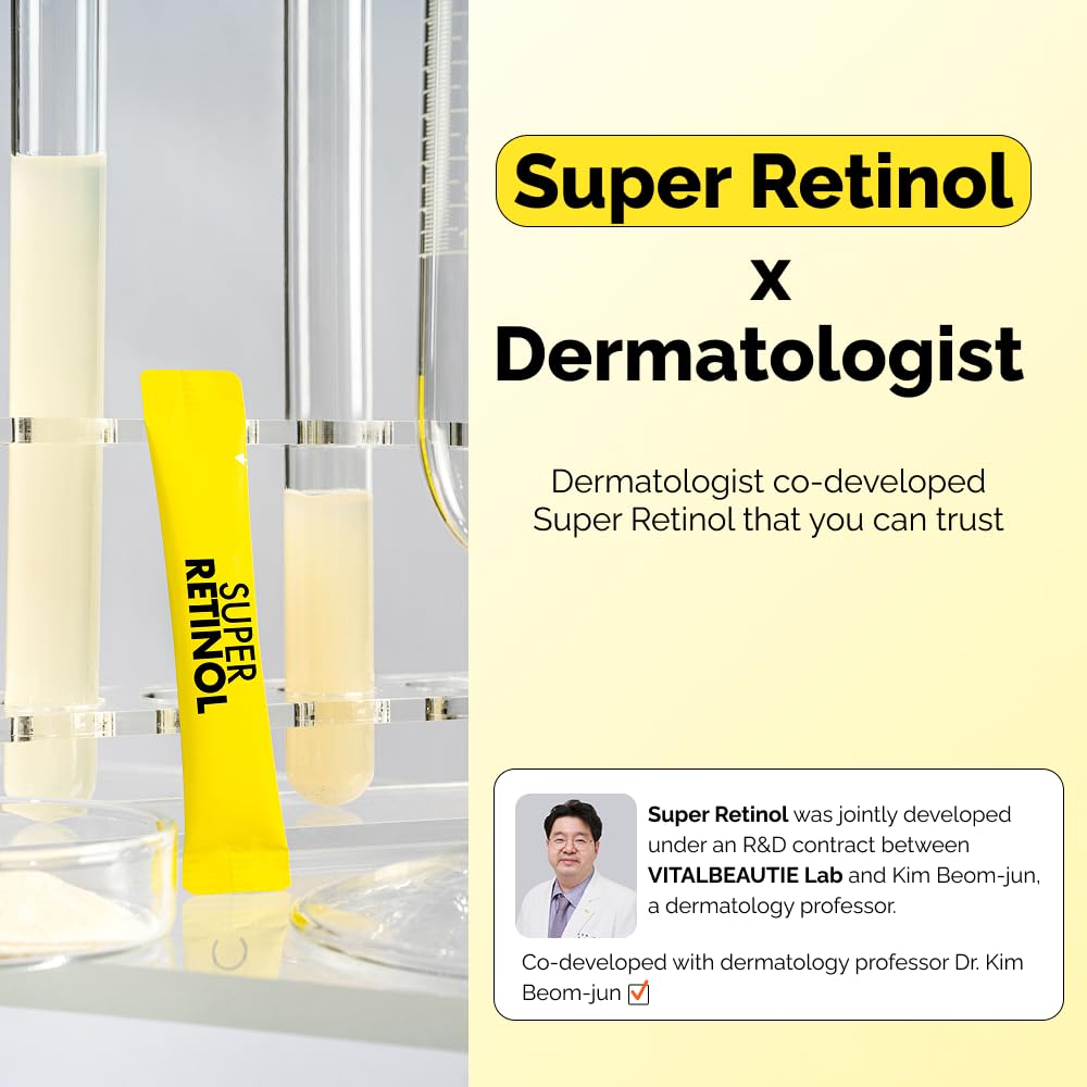 VITALBEAUTIE Super Retinol - Ingestible Liposomal Retinol & Vitamin C 1000mg Powder - Vegan K-Beauty Skin Supplement for Radiant Glass Skin & Tone, Dark Spot Care, 30 Packets - dailyvitalstore