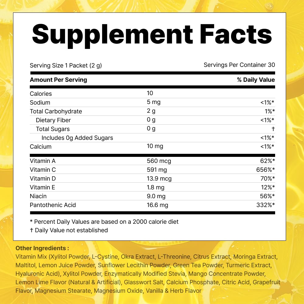 VITALBEAUTIE Super Retinol - Ingestible Liposomal Retinol & Vitamin C 1000mg Powder - Vegan K-Beauty Skin Supplement for Radiant Glass Skin & Tone, Dark Spot Care, 30 Packets - dailyvitalstore