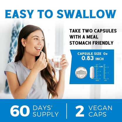 Vitalibre 6 in 1 Magnesium Complex for Women Men, 260mg Elemental Magnesium | Max Absorption | Chelated Magnesium Supplement for Bone, Relaxation & Nerves Support | Non-GMO, 120 Vegan Capsules - dailyvitalstore