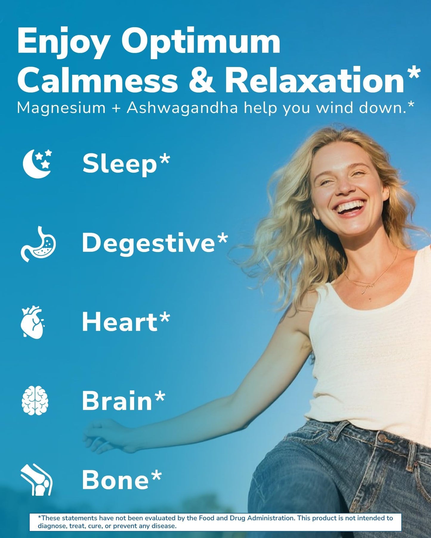Vitalibre Magnesium Complex with Ashwagandha & L-Theanine - Stress Relief, Bone & Relaxation Support - w/Vitamin D3, B6 - Glycinate, Citrate, Malate, Taurate - 90 Vegan Capsules, Non-GMO, Gluten Free - dailyvitalstore