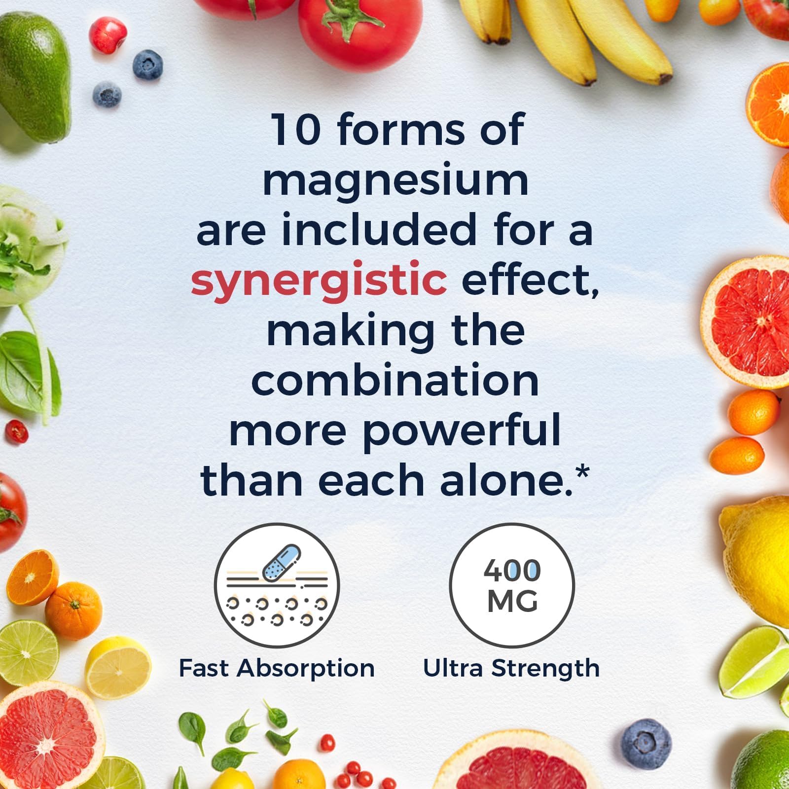 Vitalitown 10 in 1 Magnesium Complex Supplement - 400mg Elemental Magnesium Chelated with Glycinate, Citrate, Malate, Taurate & More - for Sleep Heart Energy - Non-GMO, Vegan, 90 Caps - dailyvitalstore