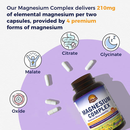 Vitalitown Magnesium Complex | Chelated Easily Absorbed Magnesium Glycinate Citrate Malate | Buffered | 210mg Elemental Mag | Sleep, Nerve, Digestion, Energy | Non-GMO 240 Veg Caps - dailyvitalstore