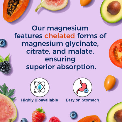 Vitalitown Magnesium Complex | Chelated Easily Absorbed Magnesium Glycinate Citrate Malate | Buffered | 210mg Elemental Mag | Sleep, Nerve, Digestion, Energy | Non-GMO 240 Veg Caps - dailyvitalstore