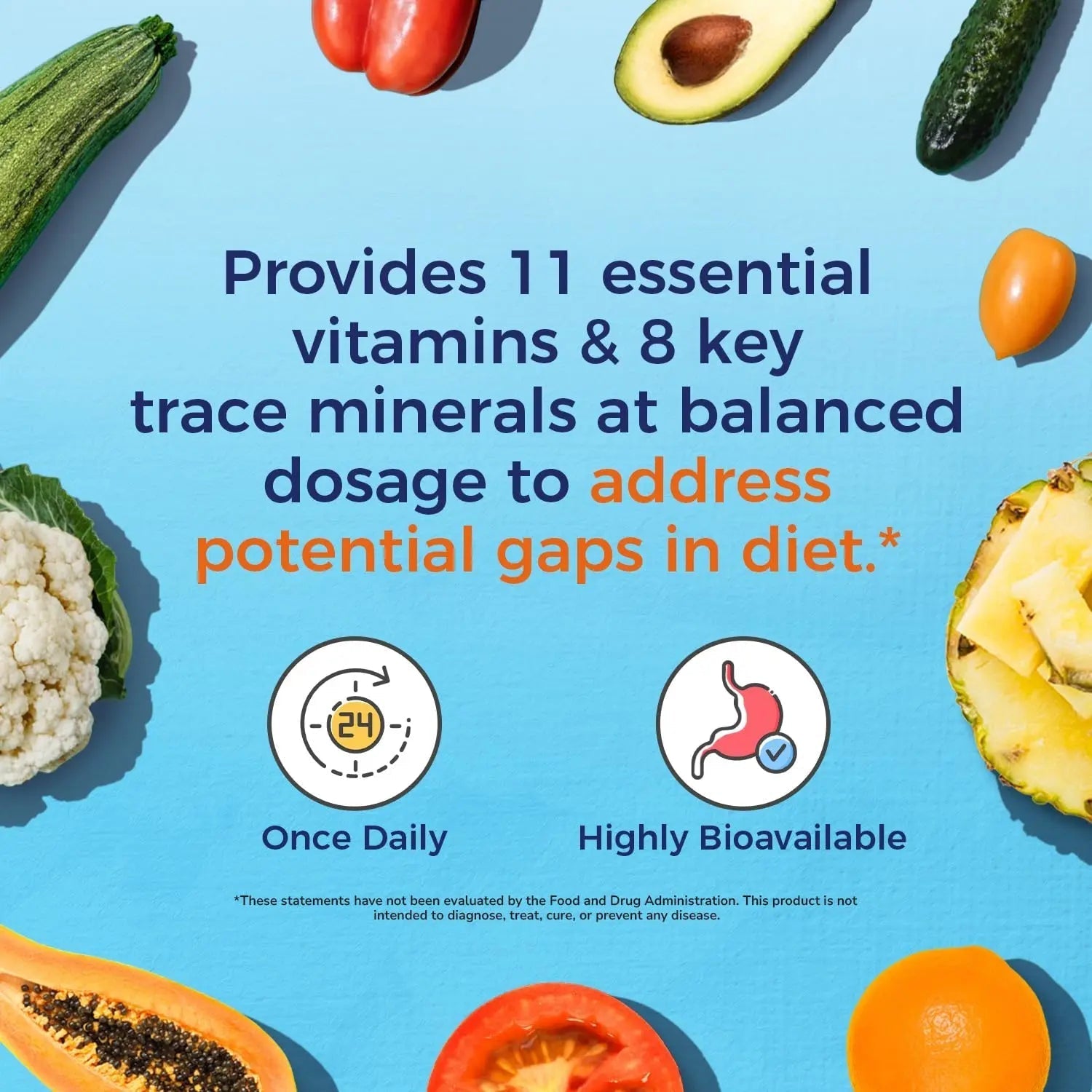 Vitalitown Multivitamin for Women & Men, with Iron, Zinc, Vitamin D3, A, C, B, E, 19 Key Nutrients, One Per Day - dailyvitalstore
