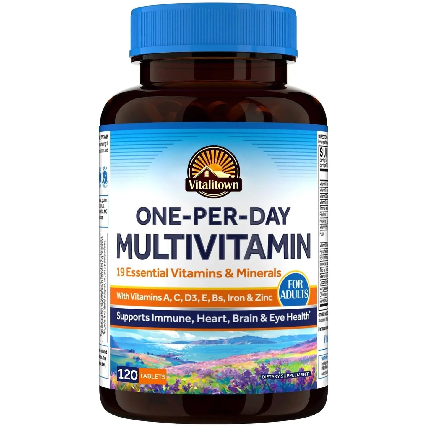 Vitalitown Multivitamin for Women & Men, with Iron, Zinc, Vitamin D3, A, C, B, E, 19 Key Nutrients, One Per Day - dailyvitalstore