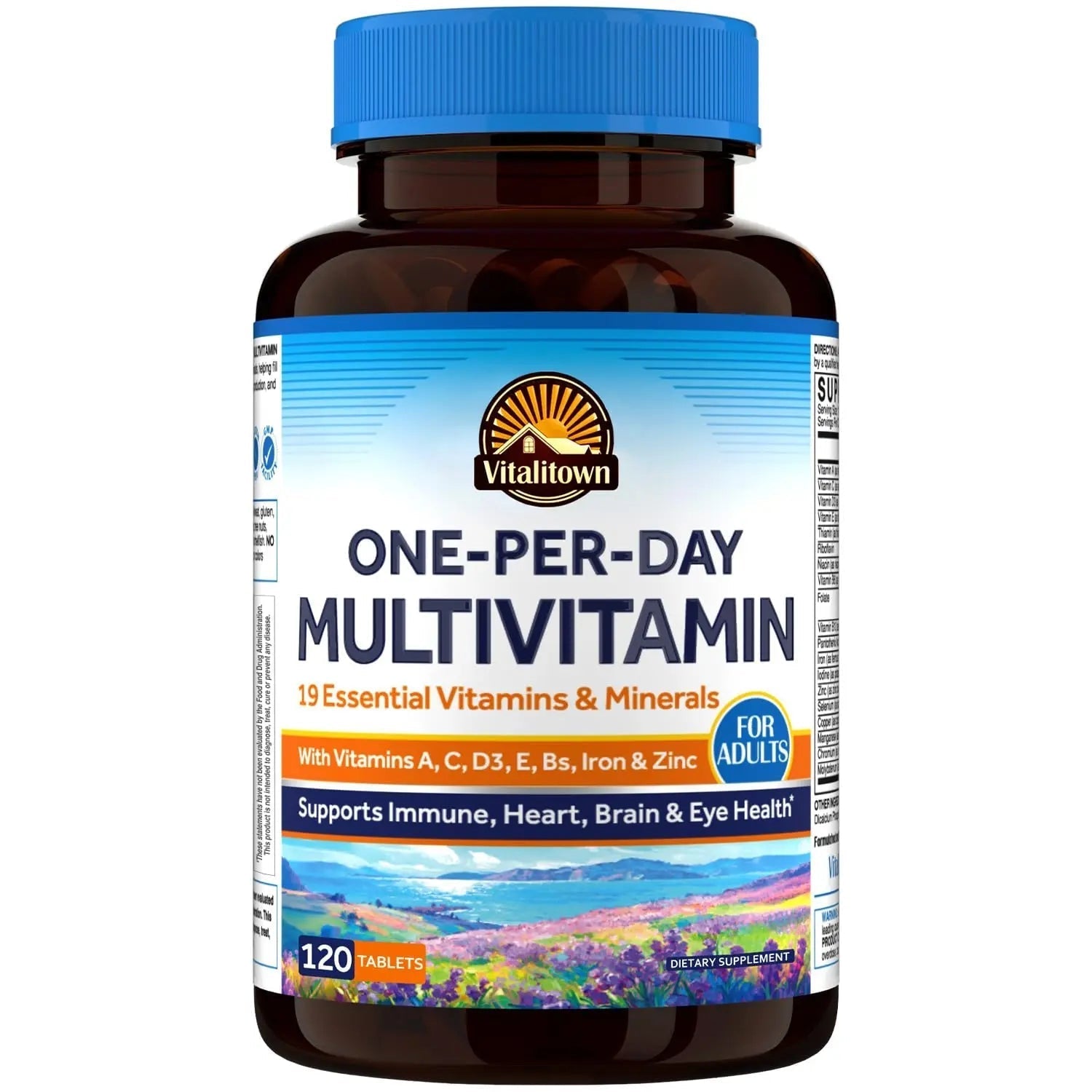 Vitalitown Multivitamin for Women & Men, with Iron, Zinc, Vitamin D3, A, C, B, E, 19 Key Nutrients, One Per Day - dailyvitalstore