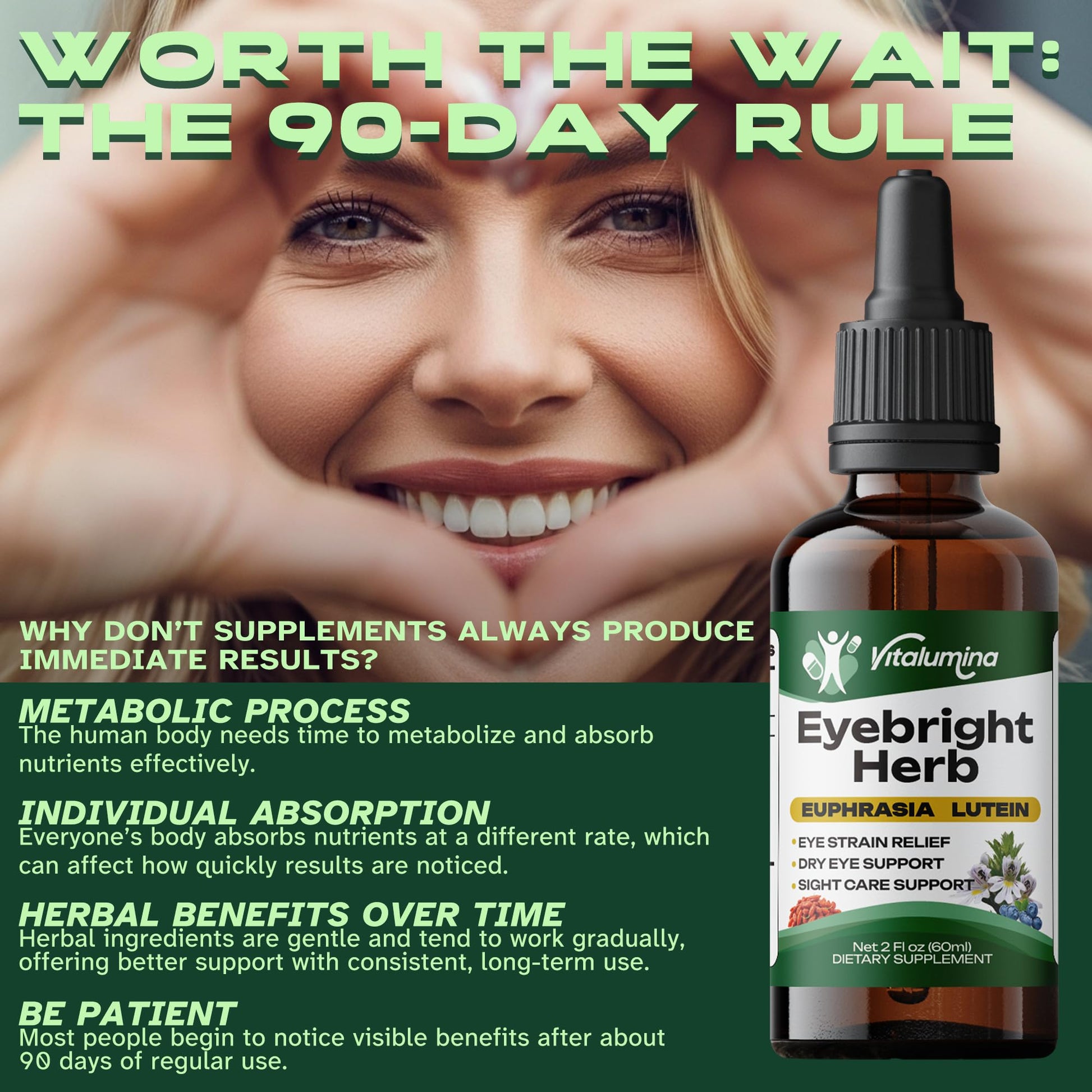 Vitalumina Eyebright Herbal Liquid with Organic Euphrasia, Lutein, Bilberry, Blueberry & Goji – Plant-Based Vegan Supplement for Adults – 4 fl oz - dailyvitalstore