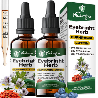 Vitalumina Eyebright Herbal Liquid with Organic Euphrasia, Lutein, Bilberry, Blueberry & Goji – Plant-Based Vegan Supplement for Adults – 4 fl oz - dailyvitalstore