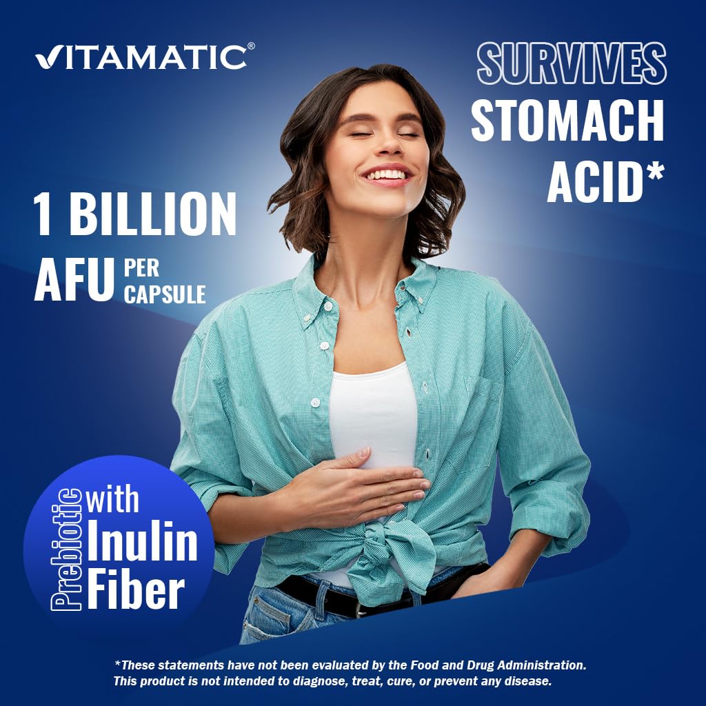 Vitamatic Akkermansia Muciniphila Gut Health - 60 DR Capsules (Delayed Released) - Made with Prebiotic Inulin Fiber - dailyvitalstore